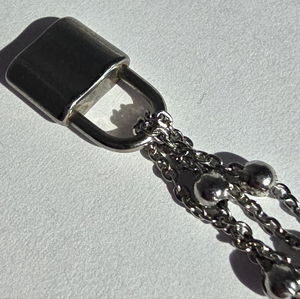 Double-Layer Silver Padlock Necklace - Picture 10 of 10